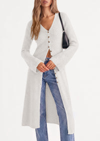 PRETTYGARDEN Women Long Cardigan Bell Sleeve Sweater Dress  Early Fall Fashion, V Neck Button Down Coats, Fit and Flare, Duster Sweater, Business Casual Outfits, Acrylic Cotton Blend