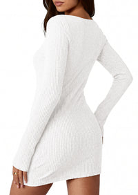 PRETTYGARDEN Womens Fall Bell Long Sleeve Mini Dress 2026 Casual Boat Neck Ribbed Bodycon Short Party Cocktail Dresses