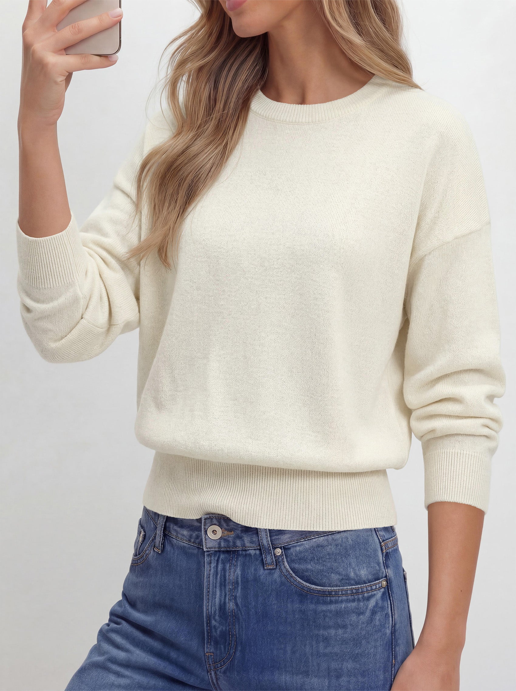 PRETTYGARDEN Womens Crewneck Long Sleeve Fall Sweaters  | Cinched Waist, Loose Fit, Knit Pullover Tops, Ribbed Hem, Basic Work Sweaters, Trendy Fall Outfits, Winter Layering Clothing
