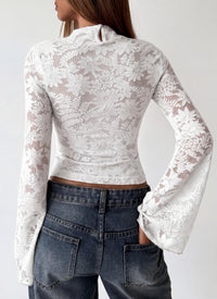 PRETTYGARDEN Womens Tops Fall Sexy Bell Long Sleeve Shirts Cut Out Fitted Y2k Lace Tshirt Ruched Going Out Crop Top 2026