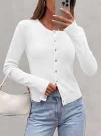 PRETTYGARDEN Fall Fitted Cardigan Sweaters for Women Button Down  | Basic Crewneck Long Sleeve Sweater Tops, Ribbed Trim, Slim Fit, Open Front, Daily Wear, Work, Date, Travel, Fashion Clothing