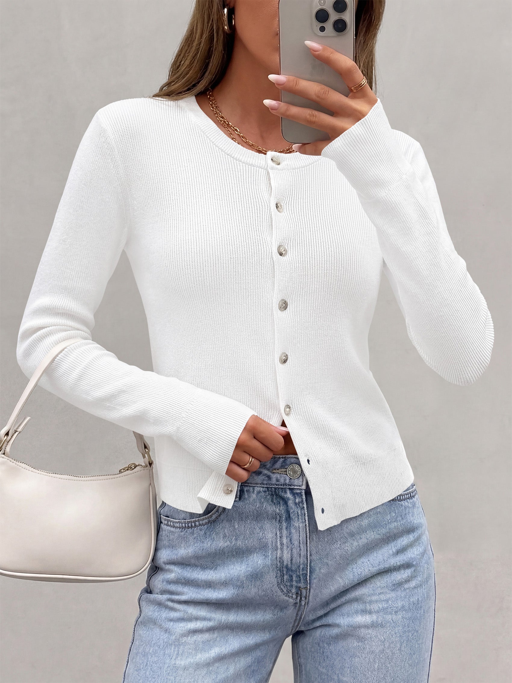 PRETTYGARDEN Fall Fitted Cardigan Sweaters for Women Button Down  | Basic Crewneck Long Sleeve Sweater Tops, Ribbed Trim, Slim Fit, Open Front, Daily Wear, Work, Date, Travel, Fashion Clothing