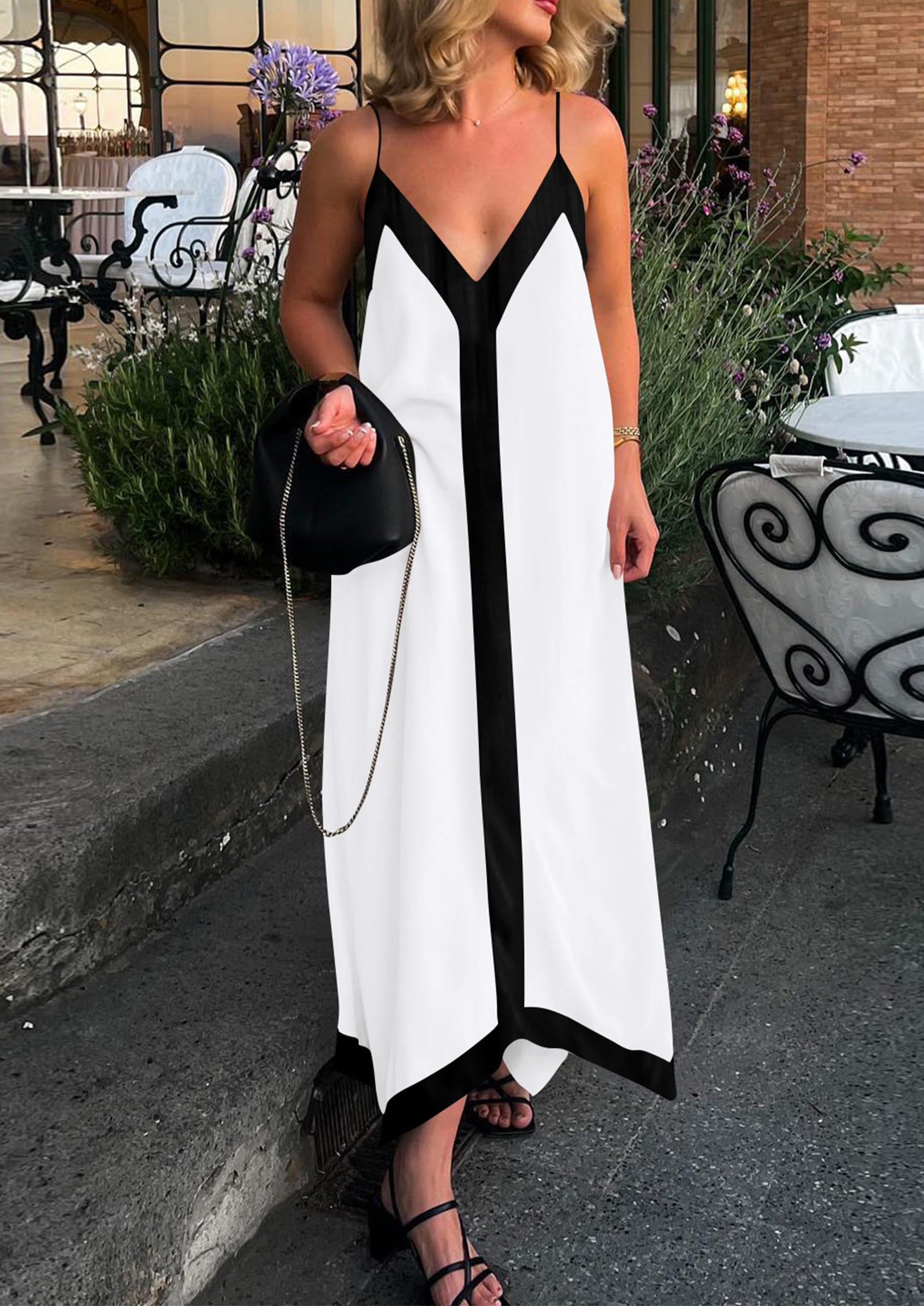 PRETTYGARDEN Women's Flowy Maxi Dress Summer Sleeveless V Neck Spaghetti Strap Elegant Wedding Party Dresses