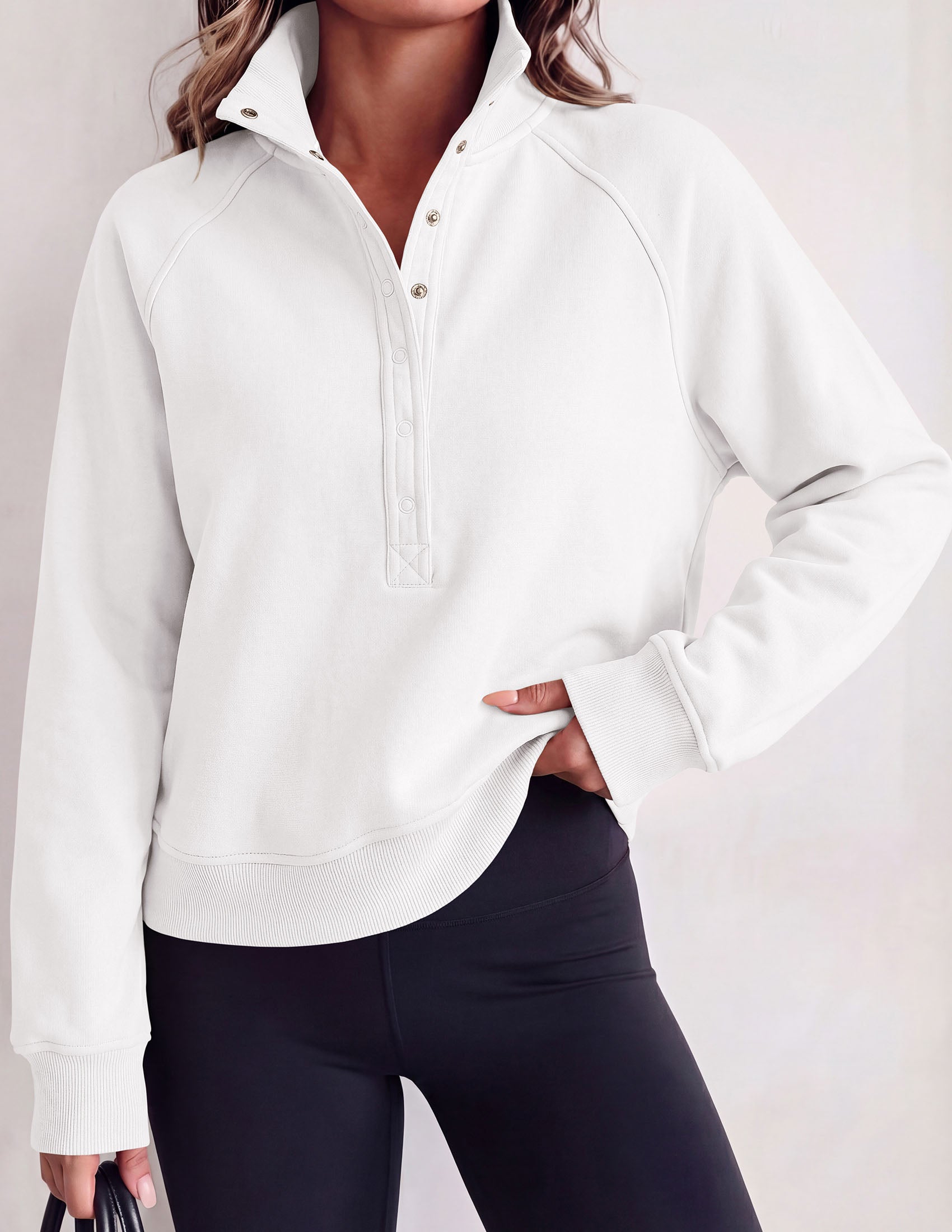PRETTYGARDEN Women's Fall Trendy Oversized Sweatshirts | Comfy Ribbed Fabric, Raglan Long Sleeve Collared; Button Up Henley Pullover Blouse, Casual Workout Tops, Y2K Fashion Clothing