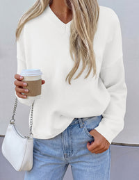 PRETTYGARDEN Women's Fall Fashion V Neck Cozy Sweaters | Soft Stretchy Warm, Chunky Knit Pullover, Loose Fit Long Sleeve Tops, Dressy Casual Blouses,Trendy Holiday Winter Outfits