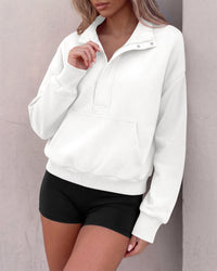 PRETTYGARDEN Womens Long Sleeve Quarter Zip Crop Sweatshirts | Mock Neck FLeece Sweatshirt, Button up Henley Neck Pullover, Relaxed Fit Cropped Tops, Casual Lounge Wear, Fall Outfits 2026
