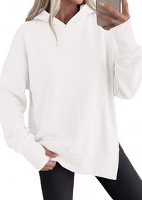 PRETTYGARDEN Womens Oversized Hoodies Side Slit Sweatshirts | Fall Fashion 2026 Trendy Outfits, Thumbholes & Unique Center Seam, Comfort Drop Shoulder Pullover, Chic Tunic for Leggings