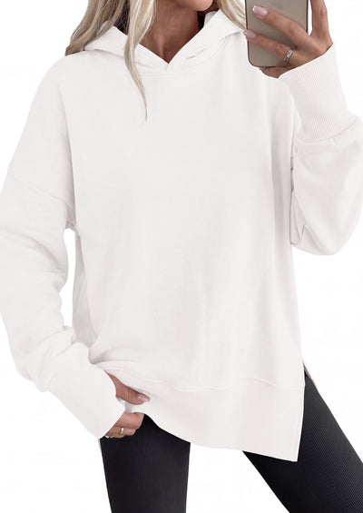 PRETTYGARDEN Womens Oversized Hoodies Side Slit Sweatshirts | Fall Fashion 2026 Trendy Outfits, Thumbholes & Unique Center Seam, Comfort Drop Shoulder Pullover, Chic Tunic for Leggings