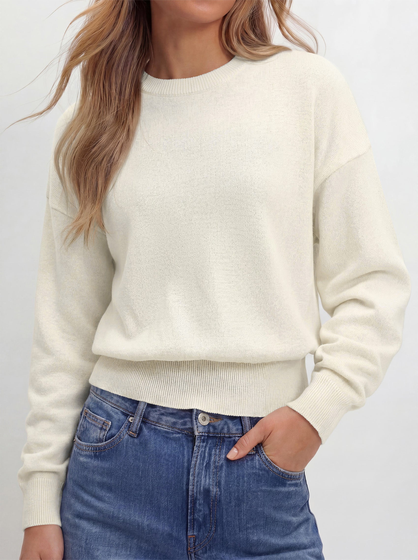PRETTYGARDEN Womens Crewneck Long Sleeve Fall Sweaters  | Cinched Waist, Loose Fit, Knit Pullover Tops, Ribbed Hem, Basic Work Sweaters, Trendy Fall Outfits, Winter Layering Clothing