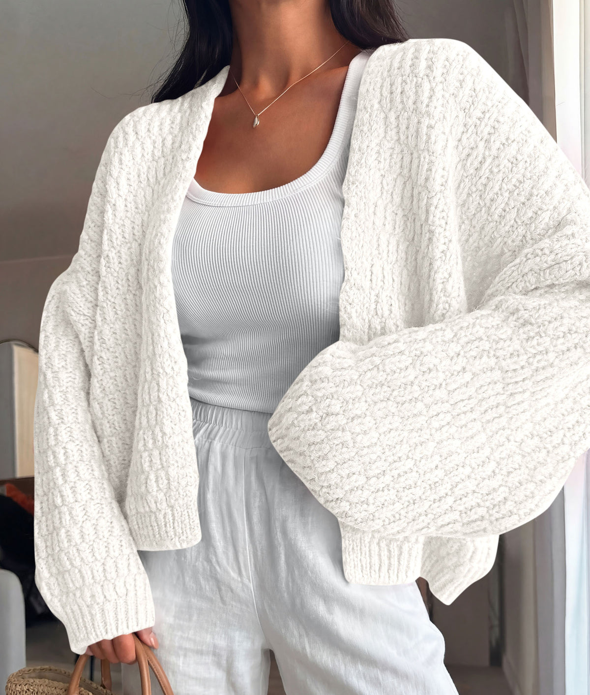 PRETTYGARDEN Women's Fall Cardigan Open Front Chunky Sweaters | Cozy Stretchy Knitwear, Long Sleeve Drop Shoulder, Loose Fit Crochet Jacket, Trendy Holiday Outfits, Warm Winter Clothing