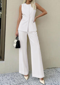 PRETTYGARDEN Women's 2 Piece Sets Summer 2026 Work Clothes Sleeveless Blazer Vest Pants Suits Spring Business Casual Outfits PRETTYGARDEN