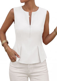 PRETTYGARDEN Women's 2026 Summer Vest Tops Business Casual Going Out Outfits Sleeveless Zip Up Dressy Tank Top Suit Waistcoat PRETTYGARDEN