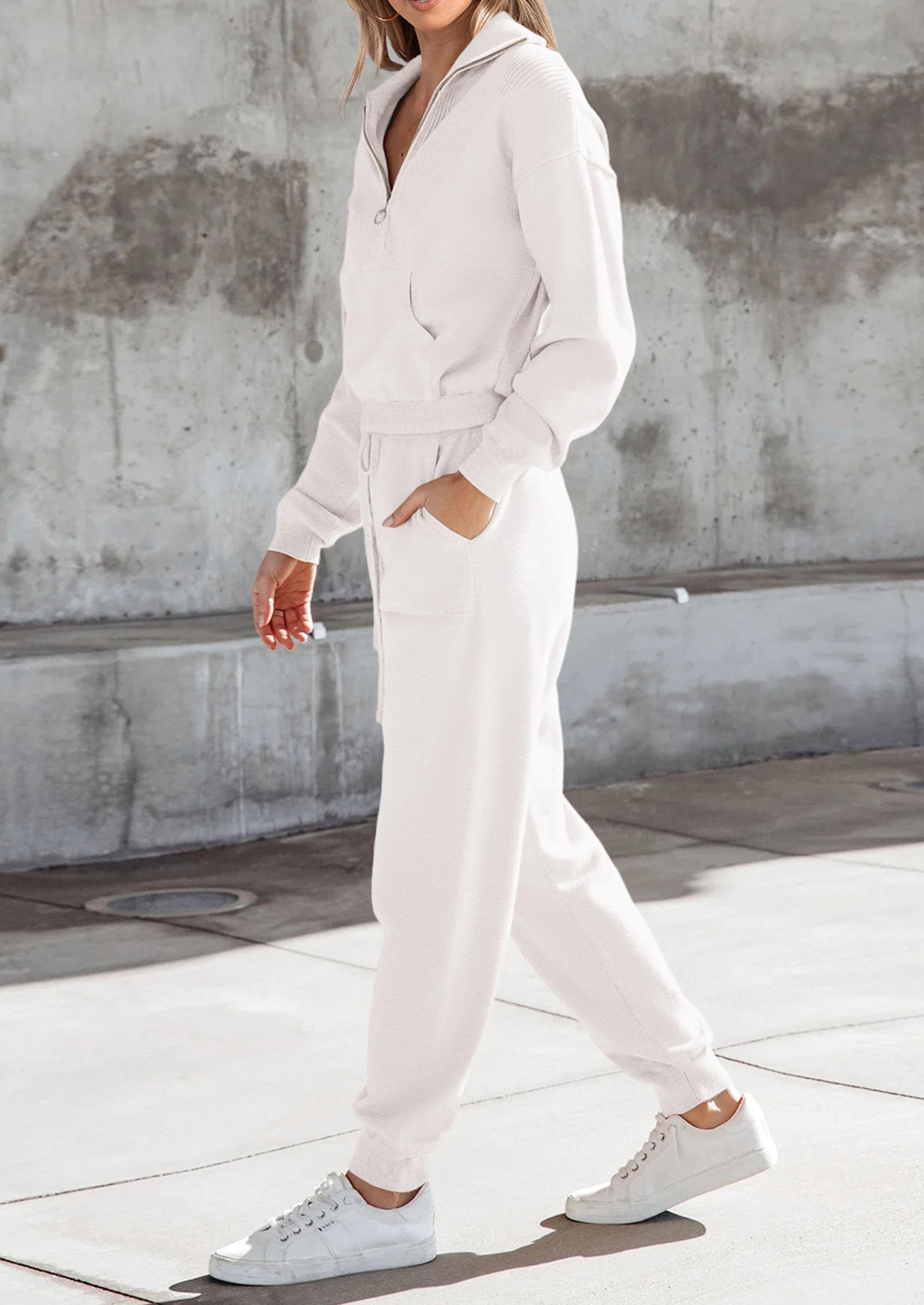 PRETTYGARDEN Women's 2 Piece Sweater Set Pullover Zip Up Sweatshirt Jogger Sweatpants Tracksuit Casual Outfit