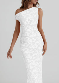 PRETTYGARDEN Womens Floral One Shoulder Maxi Dress 2026 Summer Spring Bodycon Ruched Side Slit Elegant Cocktail Party Dresses PRETTYGARDEN