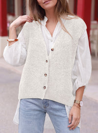 PRETTYGARDEN Womens Fall Sleeveless Button Down Sweater Vest  Soft Knit Fabric, Fashion Deep V Neck, Casual Loose Fit Sweater, Going Out Outfits, 2026 Trendy Winter Clothes