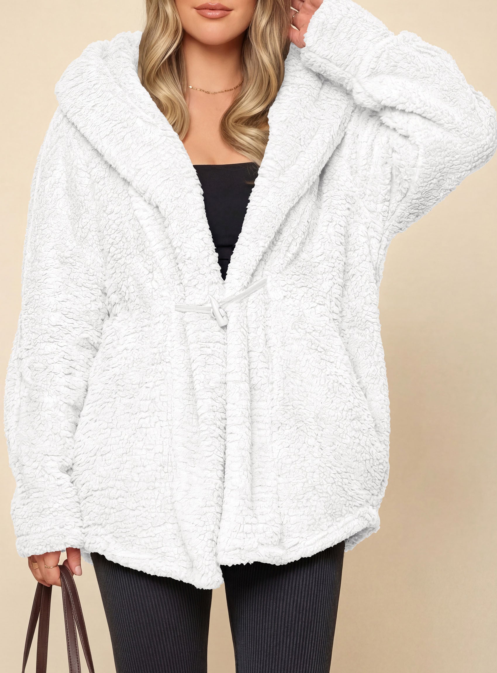 PRETTYGARDEN Women's Winter Warm Coats Hooded Faux Fur Sherpa Jacket  Fuzzy Fleece, Thumb Holes, Long Sleeve Pockets, Teddy Bear Jackets, Trendy Casual Fall Clothes, Holiday Going Out Outfits