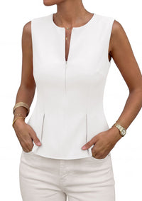 PRETTYGARDEN Women's 2026 Summer Vest Tops Business Casual Going Out Outfits Sleeveless Zip Up Dressy Tank Top Suit Waistcoat PRETTYGARDEN