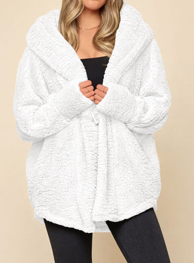 PRETTYGARDEN Women's Winter Warm Coats Hooded Faux Fur Sherpa Jacket  Fuzzy Fleece, Thumb Holes, Long Sleeve Pockets, Teddy Bear Jackets, Trendy Casual Fall Clothes, Holiday Going Out Outfits