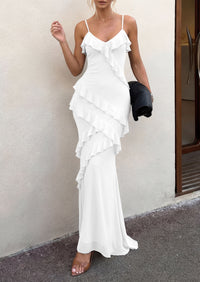 PRETTYGARDEN Women 2026 Wedding Guest Cocktail Maxi Dress Spaghetti Strap Sleeveless V Neck Bodycon Mesh Party Summer Outfits