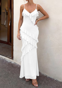 PRETTYGARDEN Women 2026 Wedding Guest Cocktail Maxi Dress Spaghetti Strap Sleeveless V Neck Bodycon Mesh Party Summer Outfits