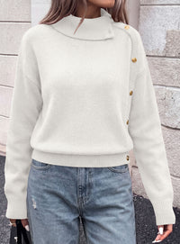 PRETTYGARDEN Womens Turtleneck Sweater Pullover Side Button Fall Clothes  Stretchy Knit,Dropped Shoulder,Ribbed Cuffs,Asymmetrical,Jumper Long Sleeve Tops,Work Office,2026 Winter Casual Outfits