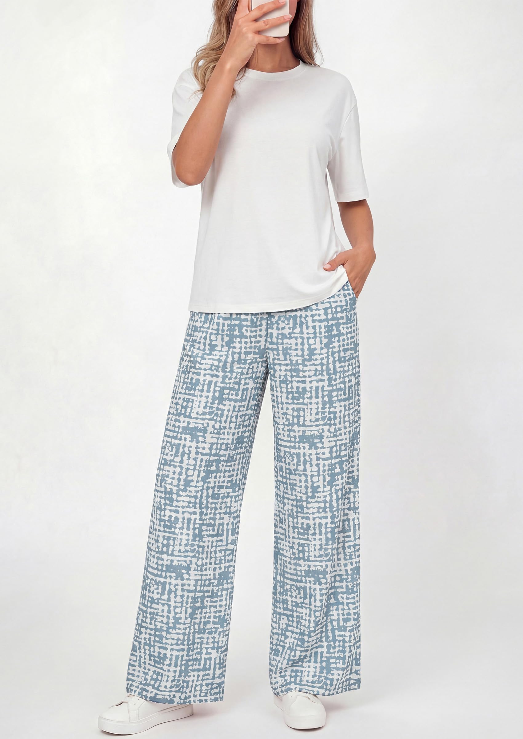 PRETTYGARDEN Women's 2 Piece Lounge Sets Summer Casual Short Sleeve Tops Leopard Flowy Pants Pajamas Vacation Travel Outfits - PRETTYGARDEN
