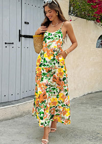 PRETTYGARDEN Women Summer Dresses Spaghetti Strap Scoop Neck Floral Maxi Dress Flowy Boho Long Sundress with Pockets