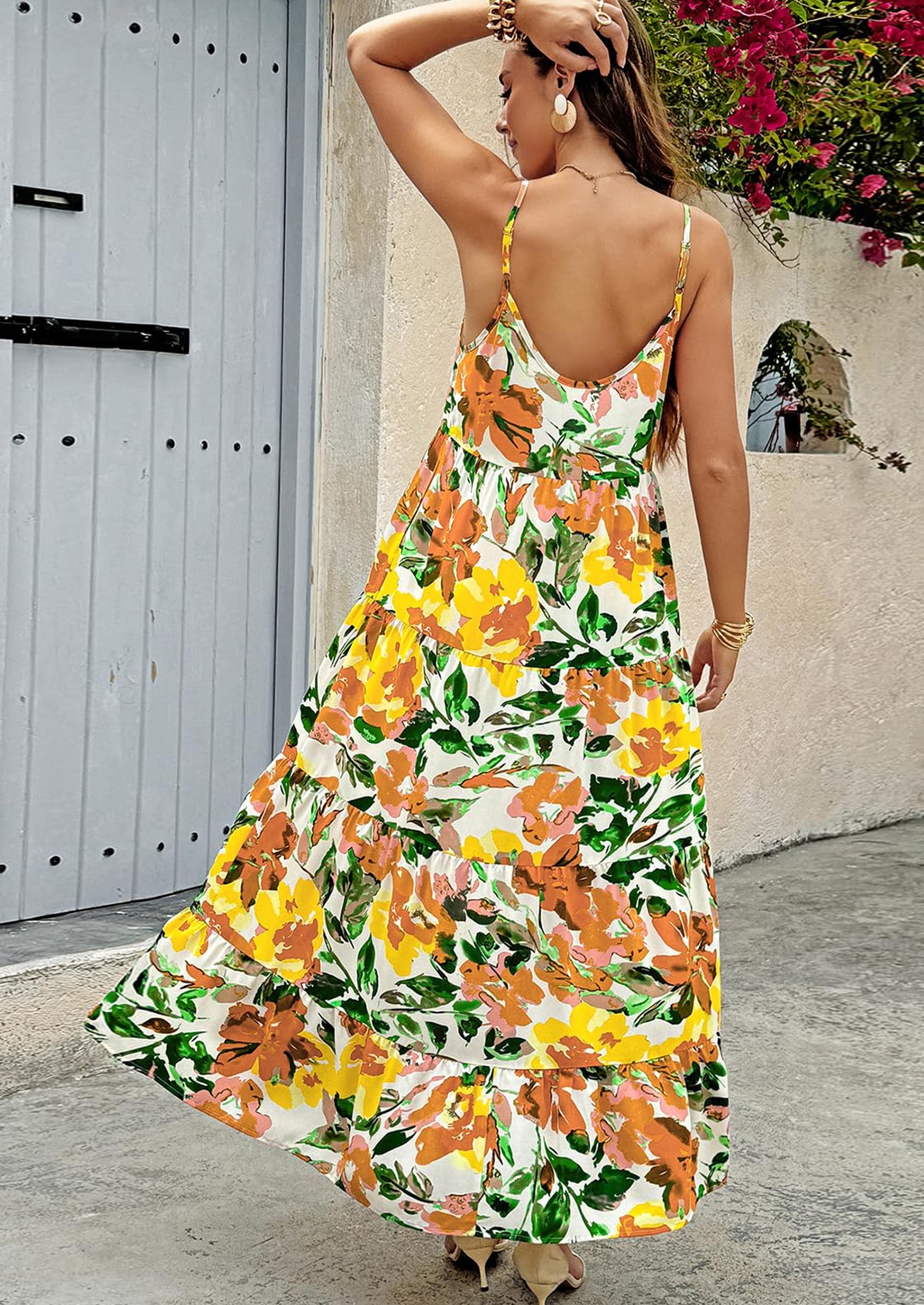 PRETTYGARDEN Women Summer Dresses Spaghetti Strap Scoop Neck Floral Maxi Dress Flowy Boho Long Sundress with Pockets