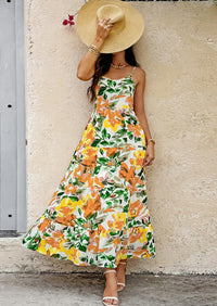 PRETTYGARDEN Women Summer Dresses Spaghetti Strap Scoop Neck Floral Maxi Dress Flowy Boho Long Sundress with Pockets