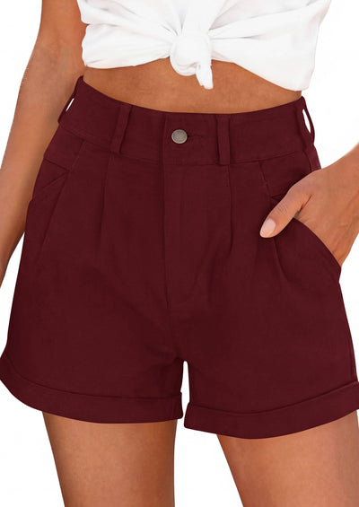 PRETTYGARDEN Womens Shorts Dressy Casual High Waisted Pleated Beach Vacation Tailored Summer Shorts with Pockets