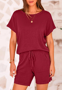 PRETTYGARDEN Two Piece Set for Women Summer Lounge Sets Shorts And Short Sleeve Tops Knitted Matching Travel Spring Outfits PRETTYGARDEN