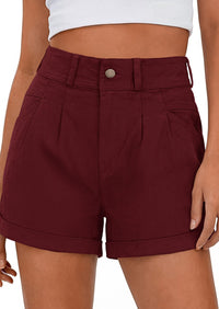 PRETTYGARDEN Womens Shorts Dressy Casual High Waisted Pleated Beach Vacation Tailored Summer Shorts with Pockets