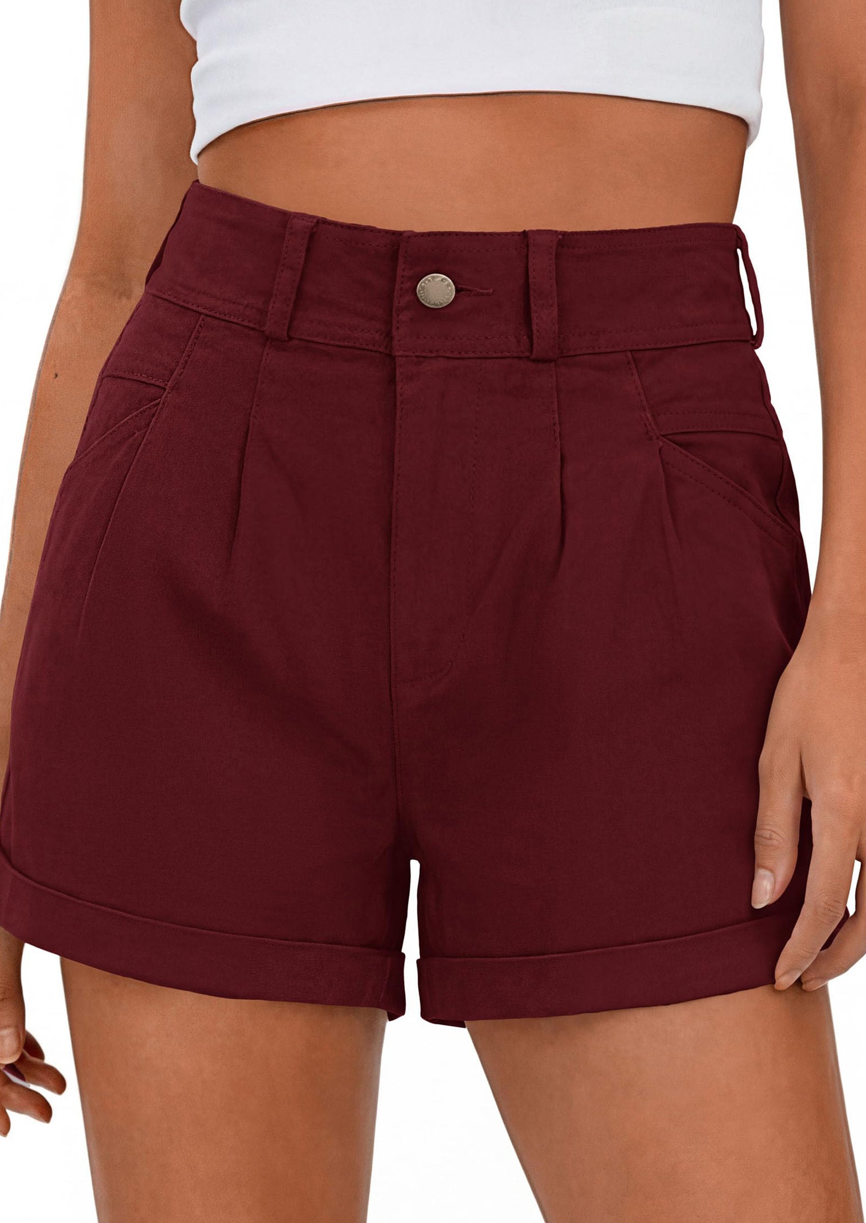 PRETTYGARDEN Womens Shorts Dressy Casual High Waisted Pleated Beach Vacation Tailored Summer Shorts with Pockets