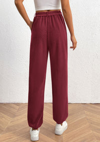 Women's Dressy Casual Pants Elastic High Waisted Work Office Corduroy Trouser Slacks with Pockets