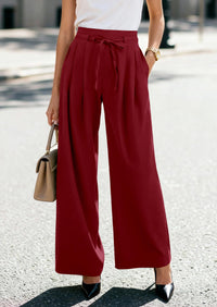 PRETTYGARDEN Women Wide Leg Pants Business Casual Elastic Waist Work Trousers Dressy Pants with Pockets PRETTYGARDEN