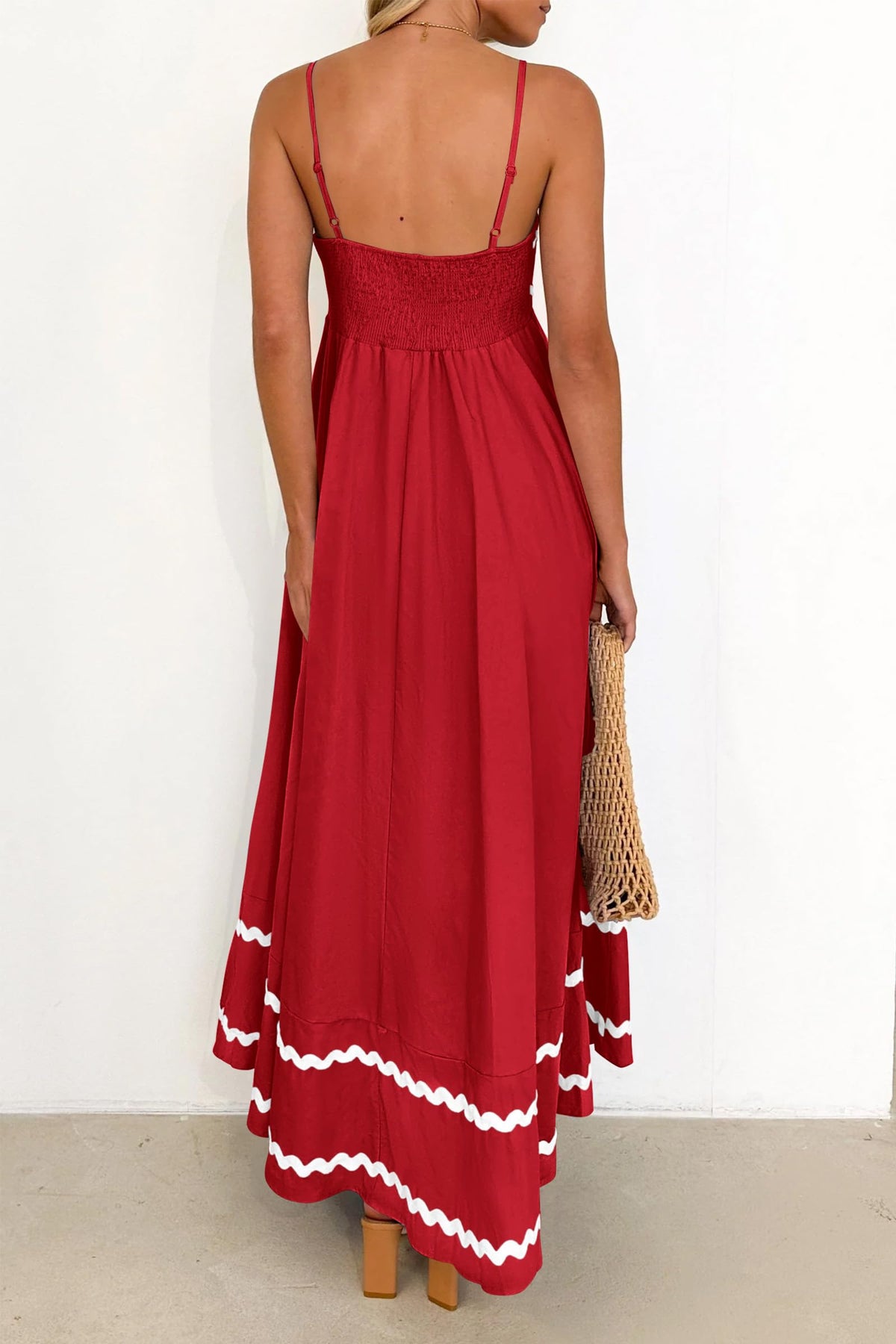 Summer Flowy Maxi Dress Casual Sleeveless Spaghetti Strap Ruffle Beach Long Dresses