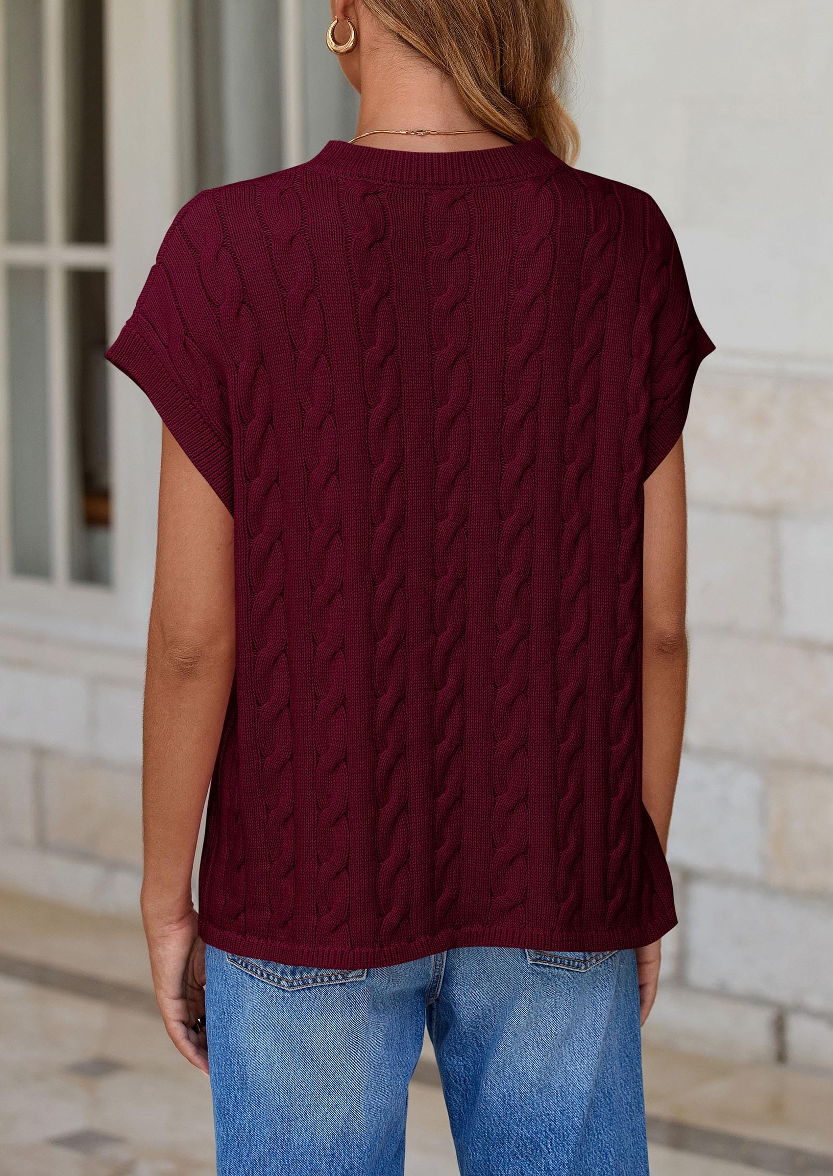 PRETTYGARDEN Women's Sweater Vest Summer Short Sleeve Tops Casual Crewneck Knit Oversized Pullover Trendy Spring Outfits