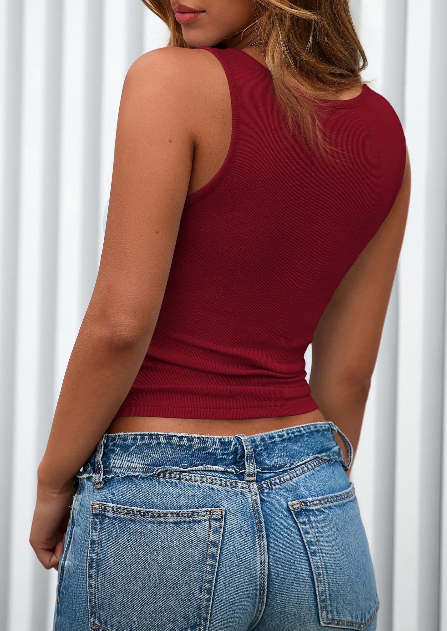 PRETTYGARDEN Womens Summer Tank Tops Ribbed Knit Slim Fit Sleeveless Henley Shirts Casual Basic Button Up Blouse PRETTYGARDEN