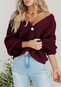 PRETTYGARDEN Women's Chunky Knit Open Front Sweater Long Sleeve Button Loose Short Cardigan Outerwear Coats