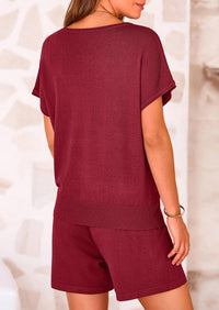 PRETTYGARDEN Two Piece Set for Women Summer Lounge Sets Shorts And Short Sleeve Tops Knitted Matching Travel Spring Outfits PRETTYGARDEN