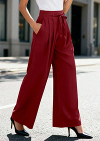 PRETTYGARDEN Women Wide Leg Pants Business Casual Elastic Waist Work Trousers Dressy Pants with Pockets PRETTYGARDEN
