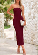 Womens 2025 Spring Maxi Dress Textured Bodycon Tube Off Shoulder Strapless Back Slit Long Party Dresses