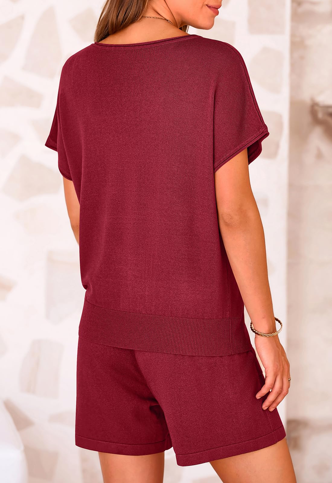 PRETTYGARDEN Two Piece Set for Women Summer Lounge Sets Shorts And Short Sleeve Tops Knitted Matching Travel Spring Outfits PRETTYGARDEN