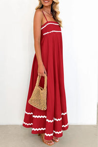 Summer Flowy Maxi Dress Casual Sleeveless Spaghetti Strap Ruffle Beach Long Dresses