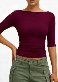 PRETTYGARDEN Womens Summer Short Sleeve Tops Boat Neck Ribbed Knit Slim Fit T Shirt Casual Basic Top Spring Clothes PRETTYGARDEN