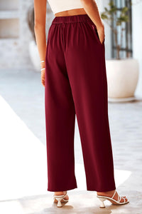 Causal Wide Leg Pants High Elastic Waisted Long Work Office Suit Pants