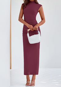 PRETTYGARDEN Women's Summer Maxi Dress Ruched Bodycon Sleeveless Formal Wedding Guest Elegant Cocktail Party Slit Dresses PRETTYGARDEN