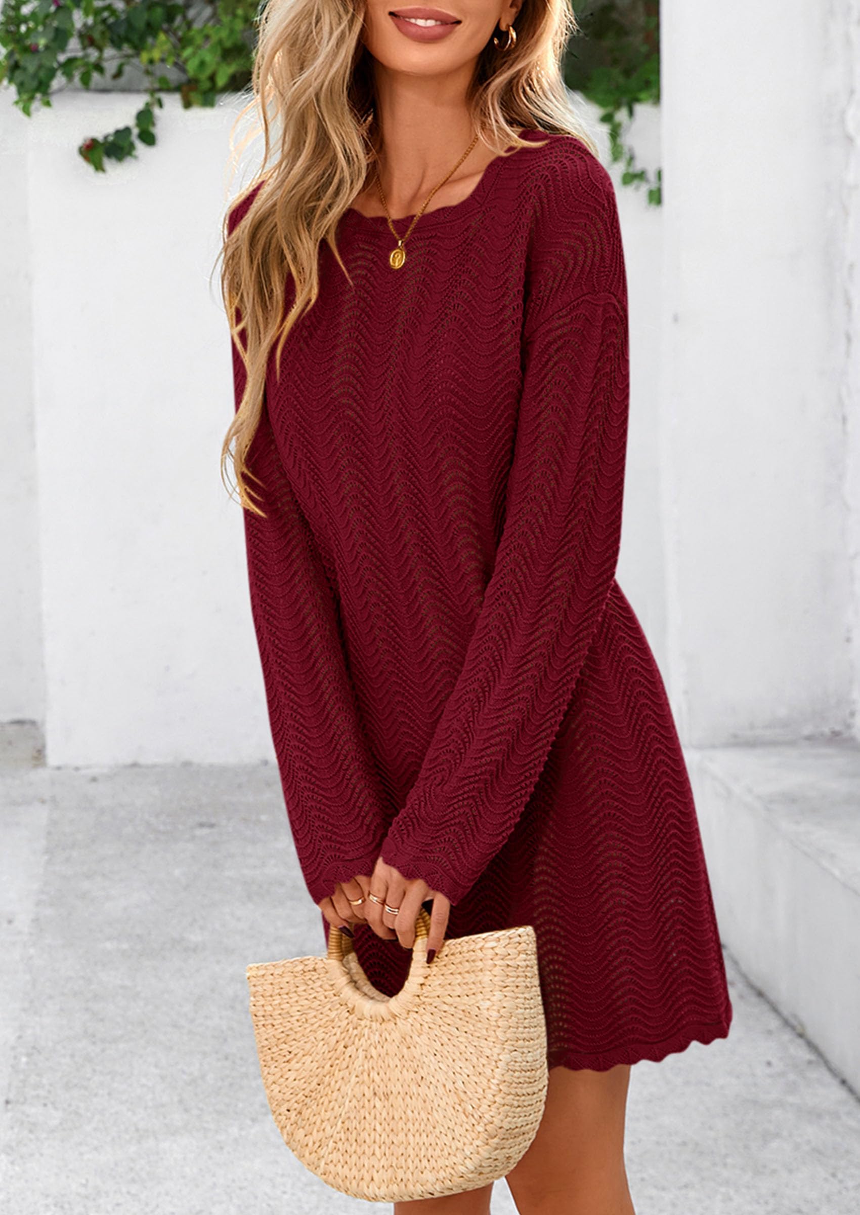 PRETTYGARDEN Women's Swimsuit Cover Up Summer Bathing Suit Swimwear Crochet Knit Dress Fashion Beach Vacation Clothes