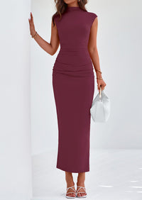 PRETTYGARDEN Women's Summer Maxi Dress Ruched Bodycon Sleeveless Formal Wedding Guest Elegant Cocktail Party Slit Dresses PRETTYGARDEN