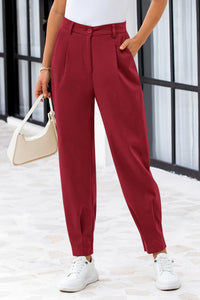 Summer High Waisted Ankle Length Trouser Slacks With Pockets